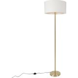 QAZQA simplo stof - Design Vloerlamp | Staande Lamp met kap - 1 lichts - H 170 cm - Goud/messing - Woonkamer | Slaapkamer | Keuken