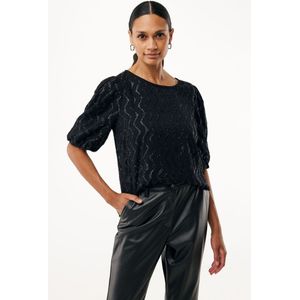 Mexx Blouse Glitter Pattern Organza Black Dames - Maat 34
