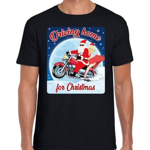 Fout Kerstshirt / t-shirt - Driving home for christmas - motorliefhebber / motorrijder / motor fan zwart voor heren - kerstkleding / kerst outfit M