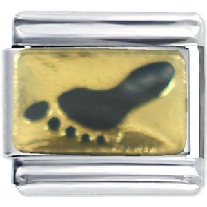 Schakel Bedel - Baby Voetje Jongen - 9mm - Geschikt voor Nomination armband