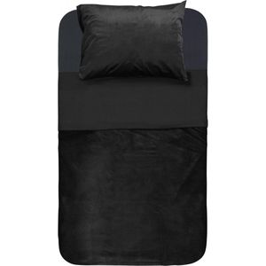 Sleeptime - Velvet Piping - Dekbedovertrek - Zwart - 140 x 220 cm