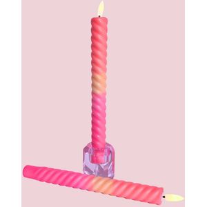 Aifcandles LED Swirl Kaars - Oranje - Roze - 2 stuks - incl batterij