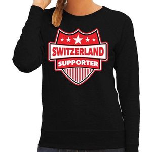 Switzerland supporter schild sweater zwart voor dames - Zwitzerland landen sweater / kleding - EK / WK / Olympische spelen outfit XL