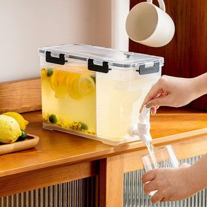 Drankdispenser, 3,5 liter, herbruikbare koelkastdrankdispenser met kraan, ijskoud water, tank voor zomer, sap, koud water, ijs, melk, bier, dagelijks gebruik, outdoor party