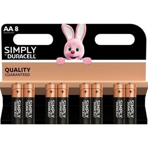 Set van 8x Duracell AA Simply batterijen 1.5 V - alkaline - LR6 MN1500 - Batterijen pack