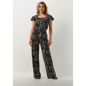 Jansen Amsterdam Vfb445 Jersey Printed Jumpsuit Square Neckline Jumpsuits Dames - Zwart - Maat XL