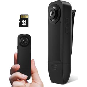 DailySupplies® Bodycam - Action Cam - Spycam - Bewegingsdetectie - 180º Draaibare Lens - Bodycam Politie - Full HD - Zwart