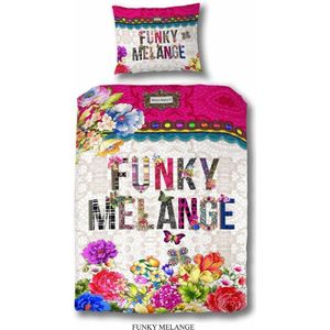 Melli Mello Funky melange met bloemen - kinderdekbedovertrek - eenpersoons - 140x200/220 cm  - katoen satijn - multicolor