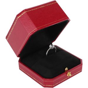 Fluwelen ringdoos voor verlovingsring - Rode doos met enkele ring