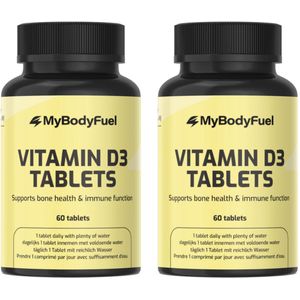 MyBodyFuel - Vitamine D3 Tabletten - 25 µg (1000 IE) - 2 Pack (120 Tabletten) - Vitamine D voor Volwassenen