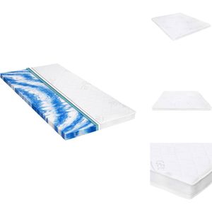 vidaXL Dekmatras Gelschuim - 180 x 200 x 7 cm - Drukverlichtend - Comfortabel - Makkelijk te reinigen - Wit en blauw - Topmatras