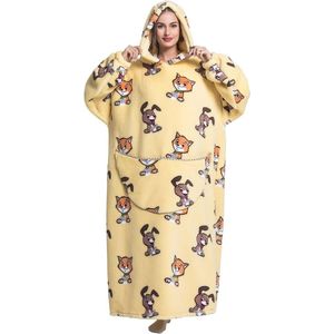 Extra lange oversized fleece hoodie deken voor dames en heren - Draagbare deken sweatshirt voor comfort en warmte