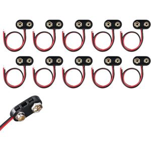 JGS Premium - 10-delige set 9V batterij-klikverbinders met aansluitkabel en kunststof behuizing