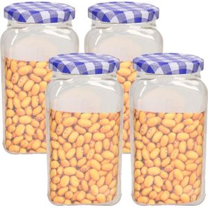 Plasticforte Weckpot/inmaakpot Classic - 4x - 600ml - kunststof - draaideksel - blauw - D7 x H15 cm