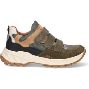 Braqeez 423922-569 Jongens Lage Sneakers - Legergroen/Groen/Beige - Nubuck - Klittenband