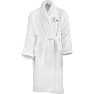 Gepersonaliseerde Witte Kraag Badjas - Hoteltype - Monogram - 100% Katoen - Maat XL