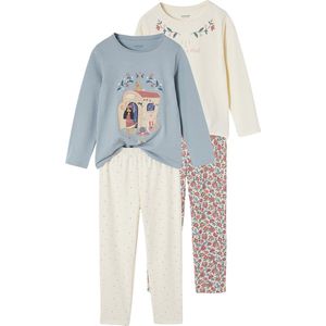 Pyjama's - Set van 2 - Meisjes - Blauw/Ecru - 100% Katoen