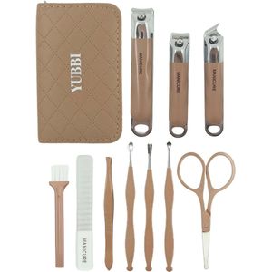 YUBBI Manicure en Verzorging Set- Nageltang - Nagelknipper - Pedicure - Teennagels - Vingernagels - Teennagelknipper - Nagelschaar - Bruin