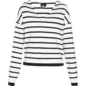 DreiMaster - Klassik - Trui - Marine/Wit - V-hals - Gestreept