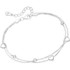 La Rosa Princesa Zilveren Dames Armband Hartjes Bolletjes - Floating Hearts - Verstelbaar