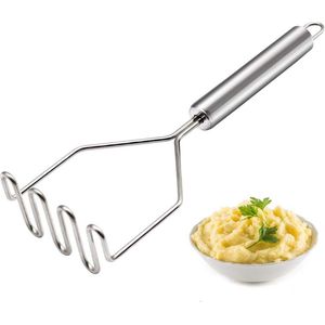 Praktische RVS Pureestamper voor Aardappelen, Groenten en Babyvoeding met Ophanglus - 24 cm