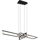 LED Hanglamp - Trion Salana - 34W - Warm Wit 3000K - Dimbaar - Rechthoek - Mat Zwart - Aluminium