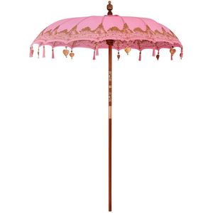 vidaXL - Parasol - Roze - (210-220) - x - 260 - cm - Katoen - en - hout