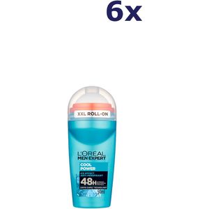 6x L'Oreal Men Expert Cool Power Anti-Perspirant Roll-on deodorant 50ML
