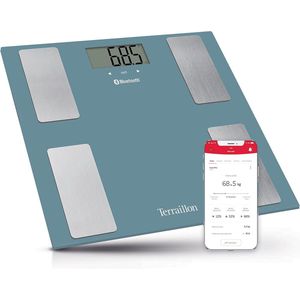 Smart Connected Personenweegschaal 8 gebruikers Bluetooth Low Energy Capaciteit 160 kg Petrol Blauw