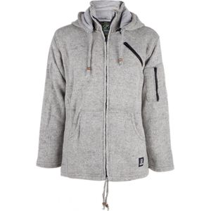 Gebreid Wollen Heren/Uni Vest van Schapenwol met Katoenen Voering en afneembare capuchon - SHAKALOHA - M Cruiser Ziphood Grey M