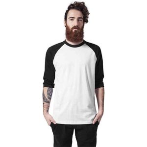 Urban Classics - Contrast 3/4 Sleeve Raglan T-shirt - 4XL - Wit/Zwart