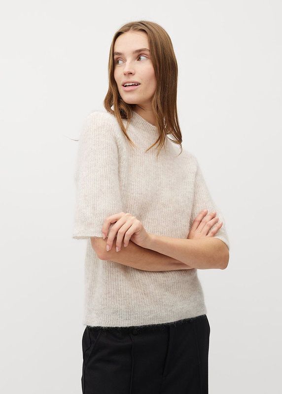 mbyM - Clara Crew-M - Gebreide Trui - Beige - Korte Mouwen