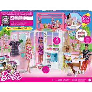Barbie huis - 2 verdiepingen met Meubels en Accessoires