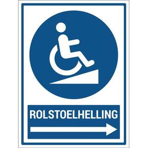 Rolstoelhelling rechts bord met tekst - Dibond - 28 x 21 cm