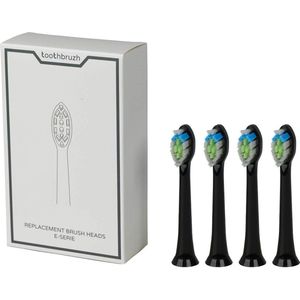 ToothBruzh Bruzhhead 4-Pack Black - opzetborstels elektrische tandenborstel