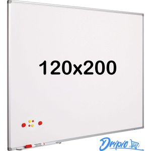 Whiteboard 120x200 cm - Gelakt staal - Magnetisch - Magneetbord - Memobord - Planbord - Schoolbord - inclusief montageset