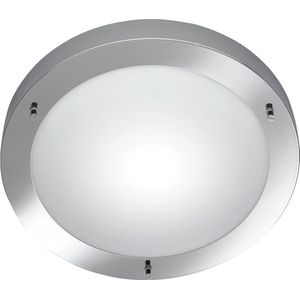 LED Plafondlamp - Torna Condi - Opbouw Rond - Spatwaterdicht IP44 - E27 Fitting - Glans Chroom Aluminium - Ø310mm