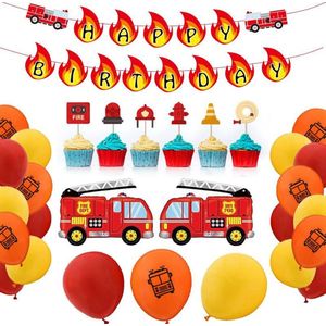 48 delig verjaardagset - Thema:  brandweer wagen - Versiering voor feestjes, verjaardag - feestdecoratie