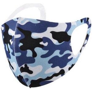 Herbruikbare Mondkapjes| camouflage kleur | Wasbaar gezichtsmasker | Face Mask |Mondmasker | 100% Katoen | Niet-Medische| Blauw