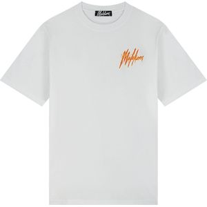 Malelions - Signature Drip - T-Shirt - Wit/Oranje - Katoenmix