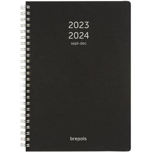 Brepols agenda 2023-2024 - POLYPROP - Bretime 16M - Weekoverzicht - Zwart - 14,8 x 21 cm