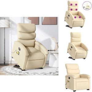 vidaXL Sta-op-massagefauteuil - Sta-op-massagefauteuils - Sta-op Fauteuil - Sta-op- En Ligstoel Verstelbaar - Sta-op-massagestoel verstelbaar stof crèmekleurig