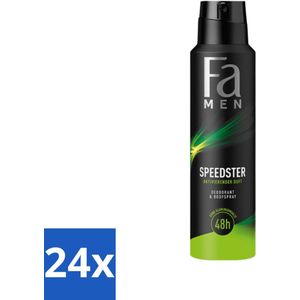 Fa - Deodorant Spray - Speedster - Frisse Geur & Langdurige Bescherming - 48 uur Bescherming - 150 ml - Voordeelverpakking - 24 stuks