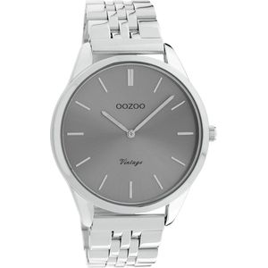 OOZOO Timepieces - Zilverkleurige horloge met zilverkleurige roestvrijstalen armband - C9983