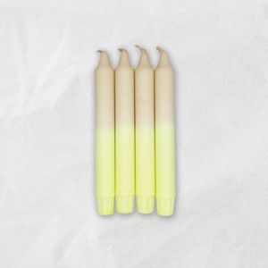 MINGMING - Kaarsen - Dip Dye - Milkshake/Pale Lime - Set van 4
