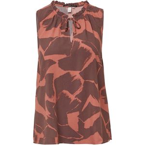 Blouse - Luchtig - Viscose - Met Vrouwelijke Kraag en Ruches - All-over Print