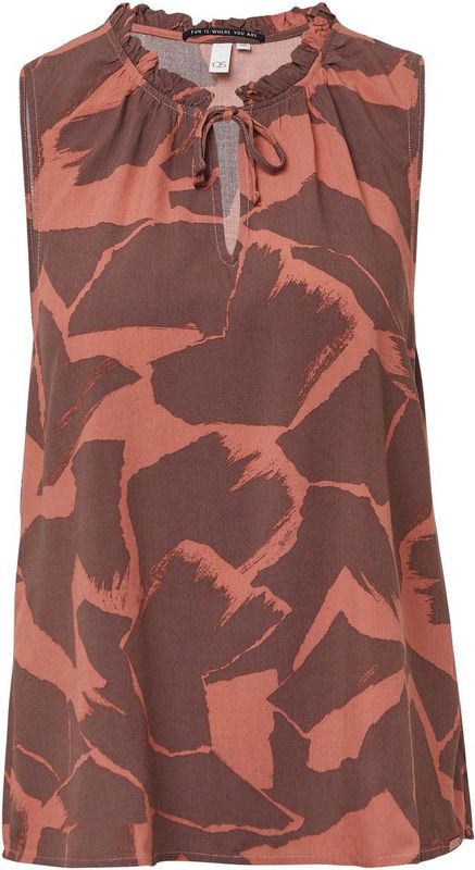 Blouse - Luchtig - Viscose - Met Vrouwelijke Kraag en Ruches - All-over Print