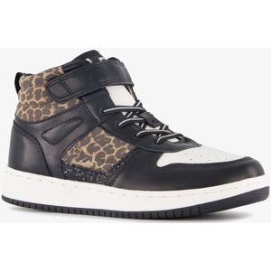 Blue Box hoge meisjes sneakers met panterprint details zwart - Maat 33