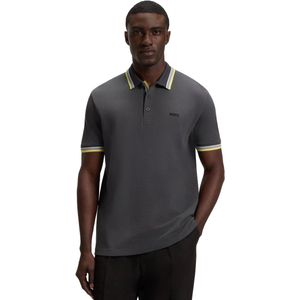 BOSS GREEN - PADDY - Poloshirt - Dark Grey - Met Contrasterende Strepen Aan De Kraag
