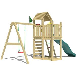 Speelhuisje met Glijbaan en Schommel • Safari 1-Swing | hoogte: 258 cm | Platformhoogte: 125 cm